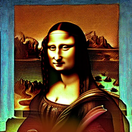 Prompt: hyperrealistic fractal surrealistic psychodelic Mona Lisa by Da Vinci