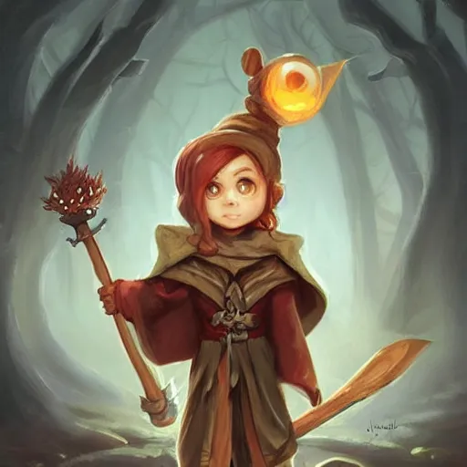 Image similar to cute little anthropomorphic maple tree, wielding a magic staff, tiny, small, short, wizard robe, cute and adorable, pretty, beautiful, dnd character art portrait, matte fantasy painting, deviantart artstation, by jason felix by steve argyle by tyler jacobson by peter mohrbacher, cinema