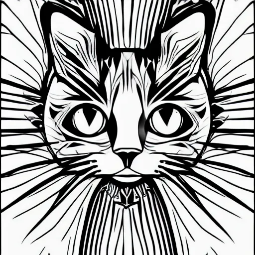 Image similar to tattoo sketch of a cat with one eye, on a canva, blackwork, ornamental, line art, vector,
