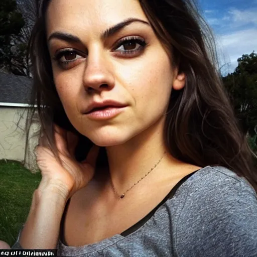 Image similar to a woman who is a genetic combination of mila kunis and emma watson face and upper - body focus