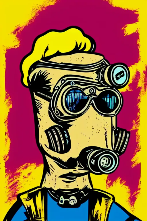 Image similar to fallout 7 6 retro futurist illustration art by butcher billy, sticker, colorful, illustration, highly detailed, simple, smooth and clean vector curves, no jagged lines, vector art, smooth andy warhol style