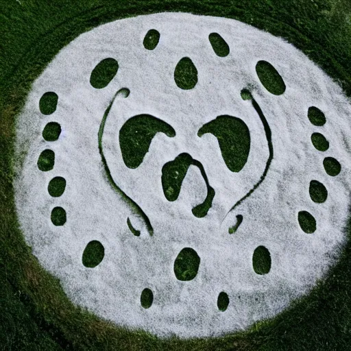 Image similar to crop circle in the shape of a cat footprint