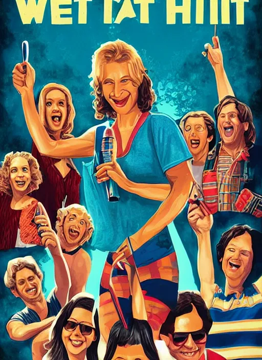 Image similar to wet hot american summer ( 2 0 0 1 ), poster art by sarah louisa kilpack, behance contest winner, american realism, poster art, movie poster, concert poster