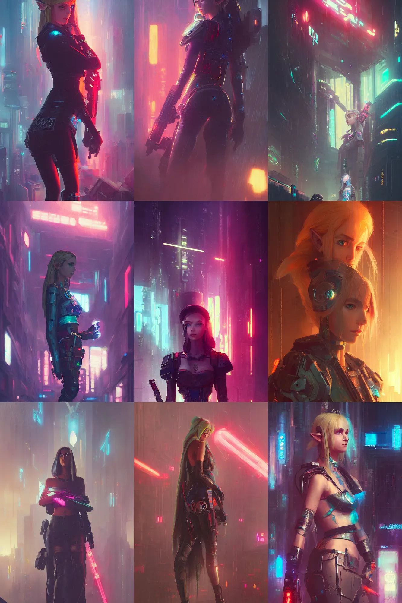 Prompt: A painting of Cyberpunk Princess Zelda by greg rutkowski, Trending on artstation, daily deviation, Blade Runner 2049,ultra realistic, cinematic lighting,maximalist