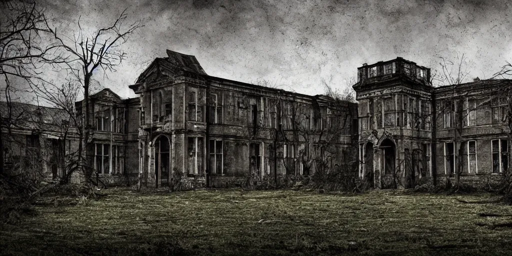 Image similar to a haunted asylum, realistic