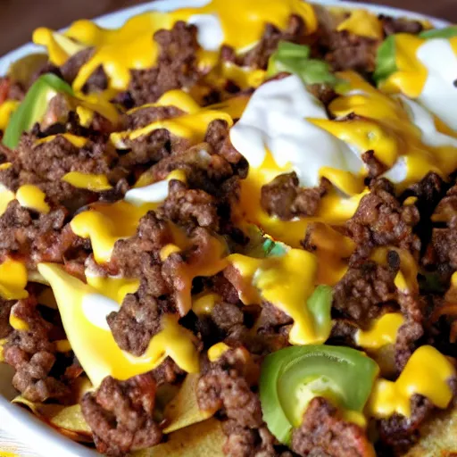 Prompt: cheeseburger nachos