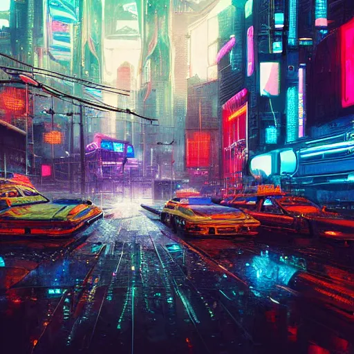 Image similar to a humongous neon city abandoned on a cyberpunk biome, digital art, wet reflections, intricate details, fantasy, hyper realism, humongous view, rtx, smooth, cinematic