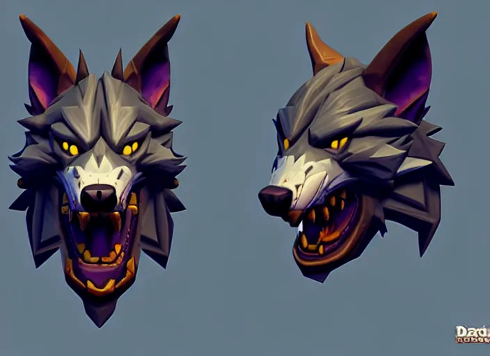 Prompt: wolf head, stylized stl, 3 d render, activision blizzard style, hearthstone style, darksiders art style, greg rutkowski style