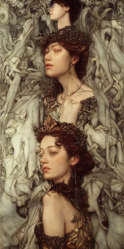 Image similar to queen, masterpiece by Edgar Maxence and Ross Tran and Michael Whelan, gustav dore, 8k, octane render