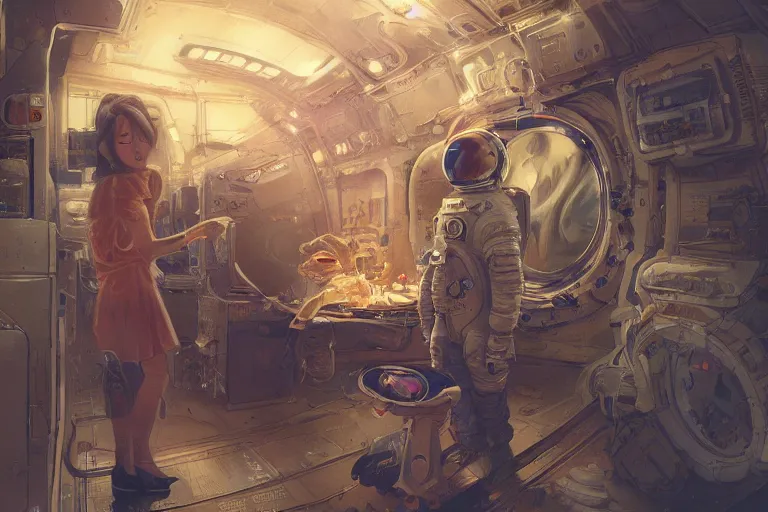 Image similar to hyperrealistic photography of a machine entering an astronaut host in the style of Jin Kagetsu, James Jean and wlop, highly detailed, sharp focus, intricate concept art, digital painting, ambient lighting, deep colors, 4k, artstation