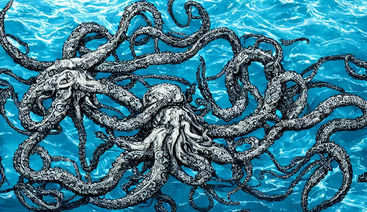 Image similar to kraken in the middle of the sea, hd, hdr, 8 k