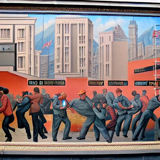 Image similar to the word daily in a socialist realist mural