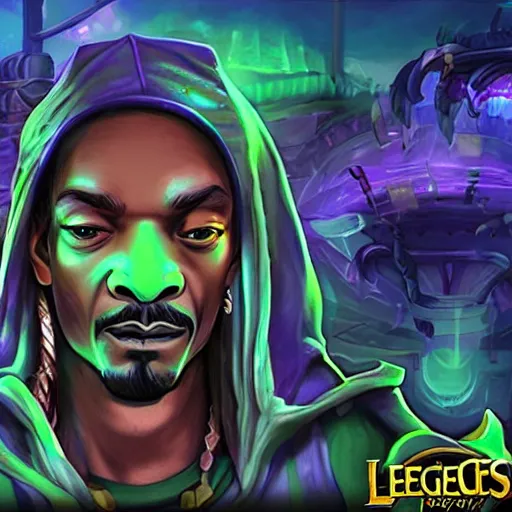 Image similar to Snoop Dog in League of Legends, gameplay screenshot, mug shot,