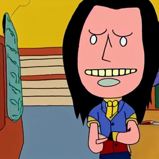 Image similar to tommy wiseau as a character in hey arnold