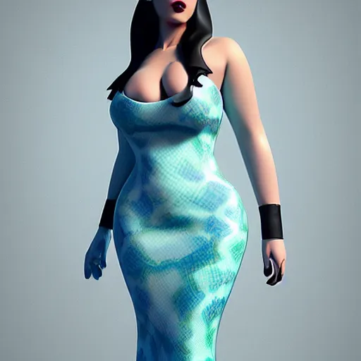 Prompt: curvy feminine hot goth woman with elegant cyan-white snakeskin leather dress, desert camo pattern, cgsociety, photorealistic, sublime ambience, idealistic, 16k, smooth, sharp focus, trending on ArtStation, volumetric lighting, fully clothed, worksafe