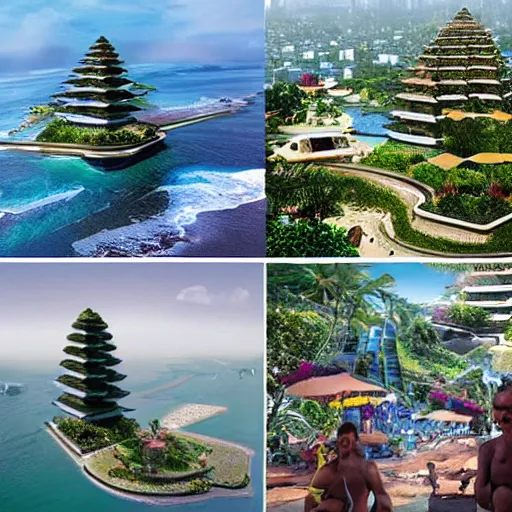 Image similar to futuristic bali island in the year 2 0 5 0, perfect faces