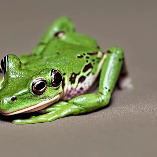 Prompt: frog sitting on lilipad, macro photo