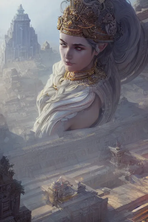 Image similar to goddess of the emperial city, highly detailed, digital painting, artstation, concept art, smooth, sharp focus, illustration, unreal engine 5, 8 k, art by artgerm and greg rutkowski and edgar maxence