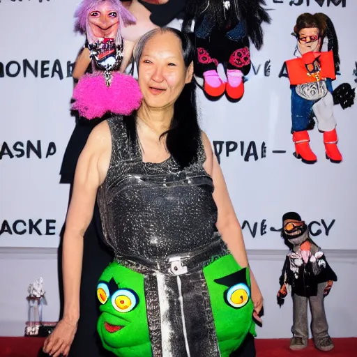 Image similar to greasepunk prying anna sui as a muppet