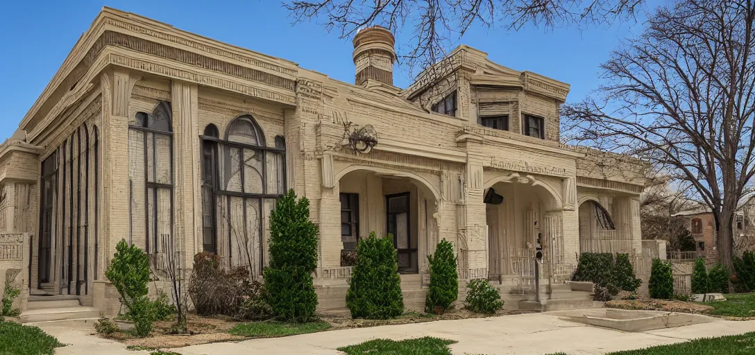 Image similar to egyptian revival house in wheaton, il.