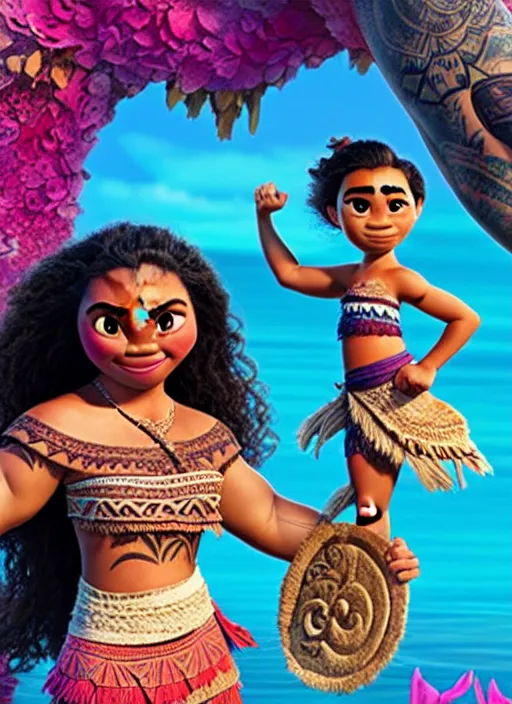 Image similar to moana 2, the sequel, wlop + royo + artgerm