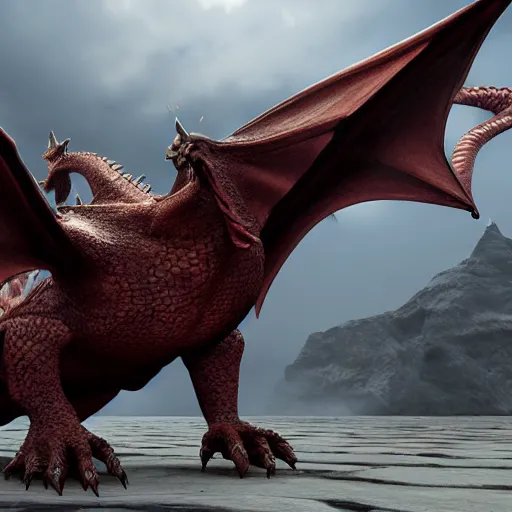 Prompt: a 3 d render of a dragon, unreal engine, realistic,