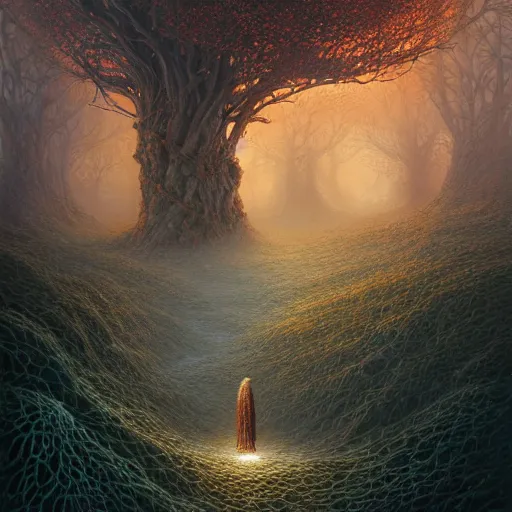 Prompt: lonely hedgehog tree opalescent walkway quantum digital art matte painting hyper realism sharp focus intricate details by tomasz alen kopera, victo ngai, greg rutkowski, tim white, beksinski, artgerm, paul lehr, andreas rocha