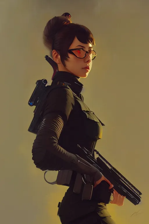 Image similar to a ultradetailed beautiful panting of a stylish swat woman, oil painting, by ilya kuvshinov, greg rutkowski and makoto shinkai, trending on artstation