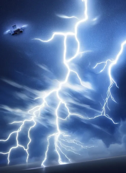 Image similar to spaceship made of electric storm and storm clouds