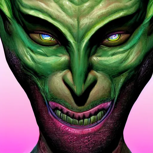 Image similar to bright, colorful, realistic, detailed from Elder Scrolls: shivering isles concept portrait eyeless green monster eyeless falmer backlighting, kodachrome, high contrast, highly detailed, sharp focus, digital painting, concept art, illustration, trending on artstation, comic book by Alex Ross and Adam Adamowicz cover art