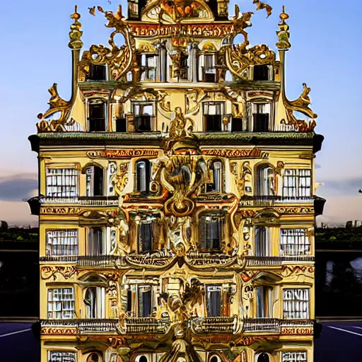 Prompt: whimsically designed rococo capriccio image graffiti architecture