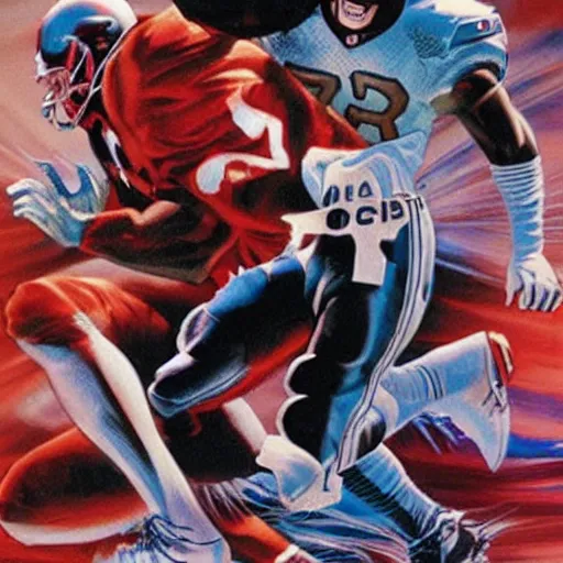 Prompt: comic book cover for'the horror of the nfl draft ', art by alex ross