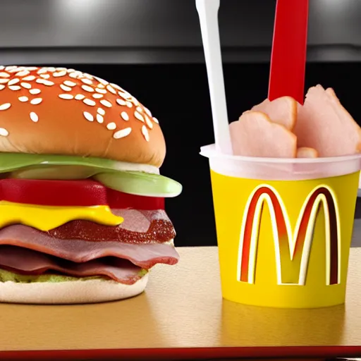 Image similar to Ham Solo at mcdonalds, 4k