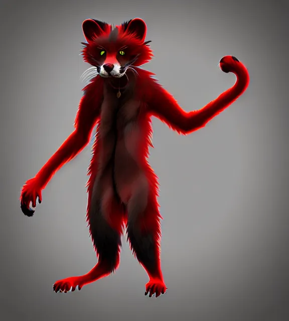 Image similar to furry - male - red - black - weasel - chaos theorist - fursona uhd ue 5 visual novel pc game expressions, photorealistic