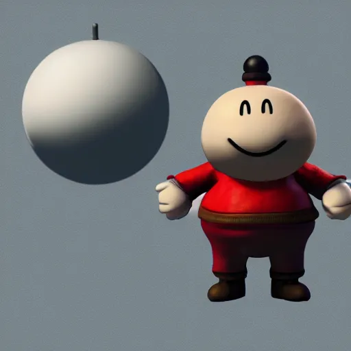 Prompt: a 3 d model of mr saturn ( earthbound ) found in the game files of the witcher 3