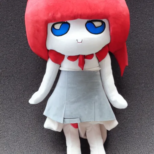 Image similar to cute fumo plush of a masked shrine guardian girl