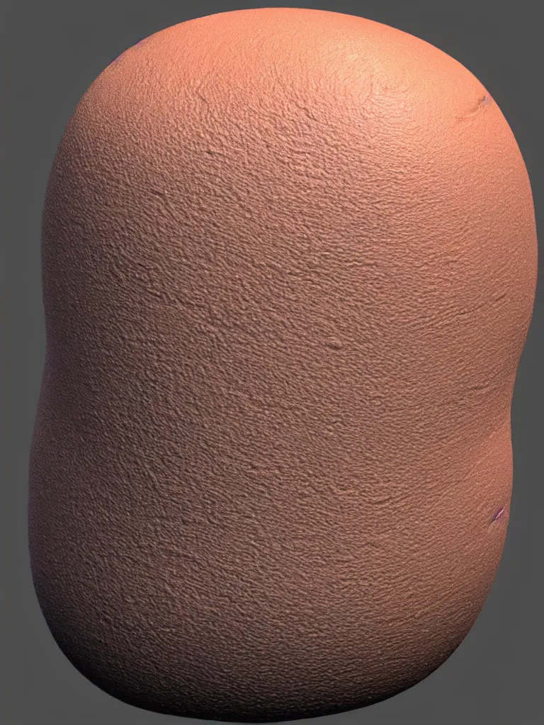 Image similar to simple 3 d primitive tube shape, texture - mapped with pale peach - colored human skin, realistic colors and details, straight smooth vertical, highly realistic bump map, surface painter, 4 k, renderman