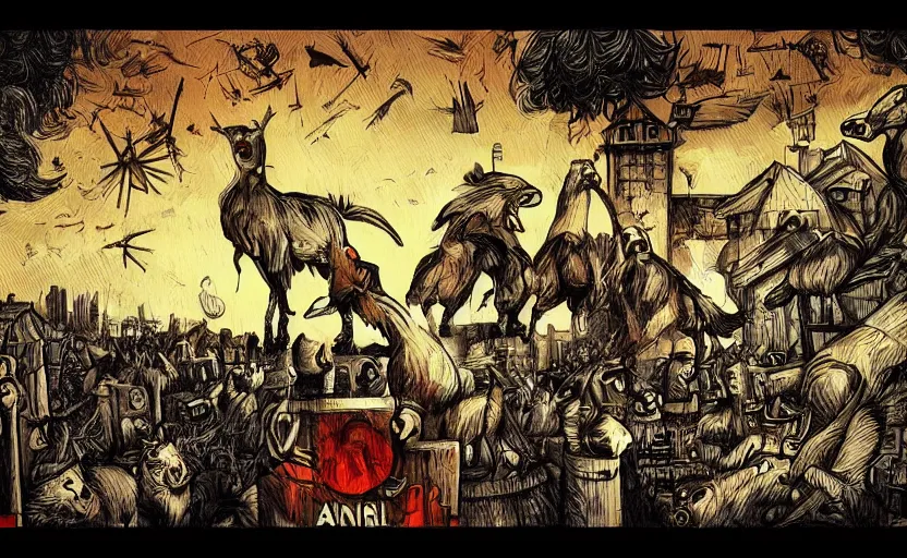 Image similar to “ animal farm by george orwell, digital art, award winning, trending on art station ”