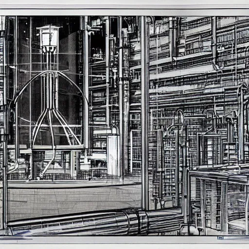 Image similar to blueprints for a nuclear reactor