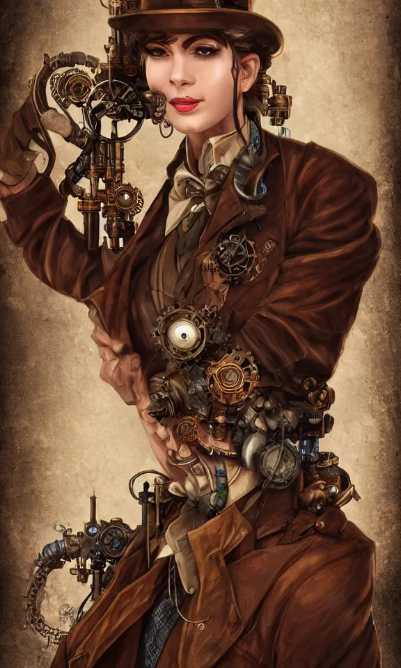 Image similar to steampunk scientist, portrait, medium shot, digital art, concept art, fantasy art, highly detailed, hd wallpaper, hdr, artstation, deviantart, behance