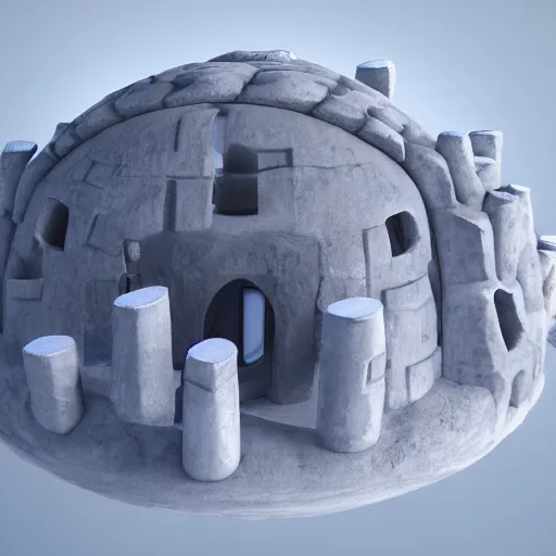 Image similar to igloo castle harvesting dark ether from the middle earth with zero gravity energy machines, octane render