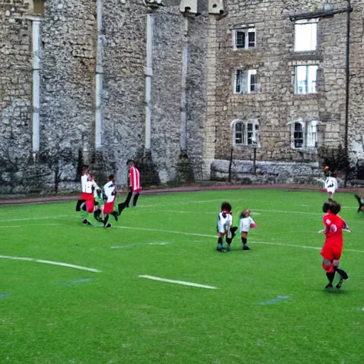 Image similar to football match inside a castle
