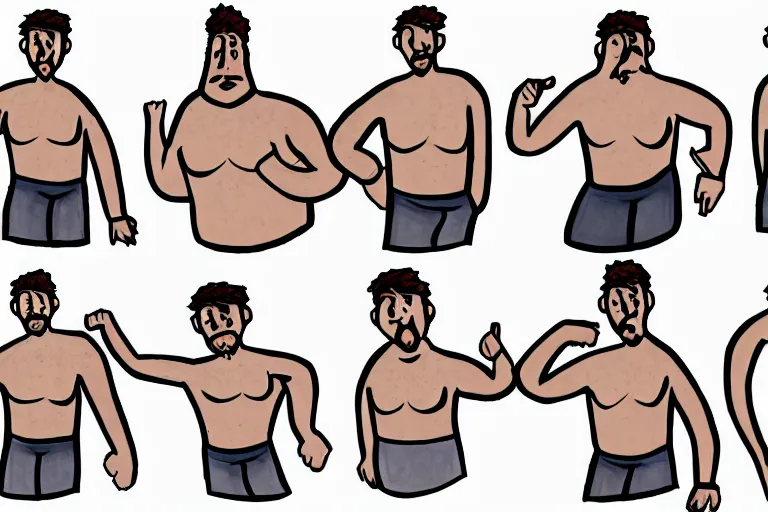 Image similar to Drawn guy, in full growth, in different styles, with different backgrounds