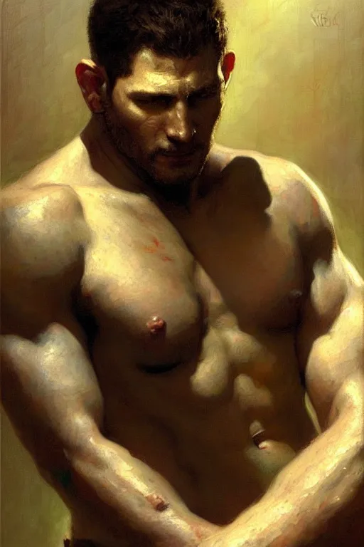 Image similar to chris redfield, painting by gaston bussiere, craig mullins, j. c. leyendecker, tom of finland