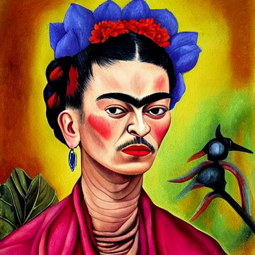 Prompt: frida kahlo painting of e. t. vivid