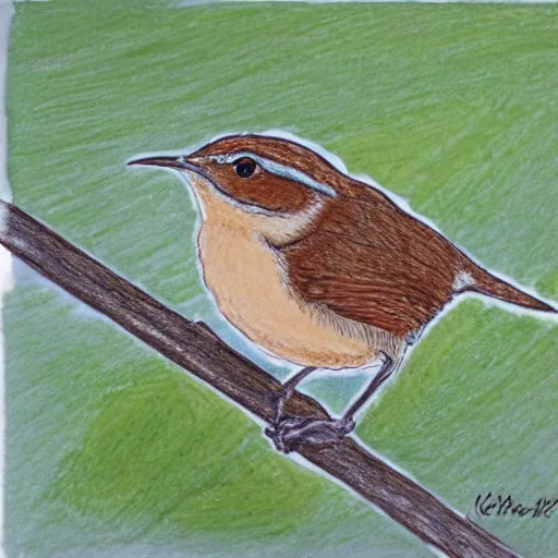 Prompt: drawing of a carolina wren