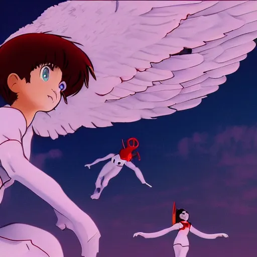 Image similar to angels in the outfield, in the style of grand chamaco and stanley kubrick, inspired by evangelion, photorealistic, epic, super technical, cinematic still