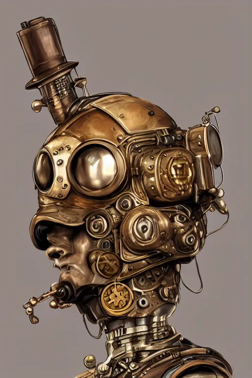 Image similar to steampunk helmet fantasy art mask robot ninja stylized digital illustration sharp focus, elegant intricate digital painting artstation concept art global illumination ray tracing advanced technology chaykin howard and campionpascale and cooke darwyn and davis jack