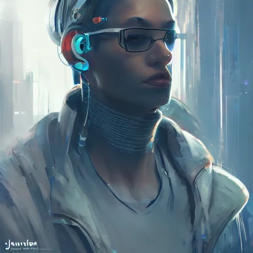 Prompt: concept art of cyberpunk scientist by jama jurabaev, brush stroke, scifi accessories, trending on artstation, symmetry, high quality, extremely detailed