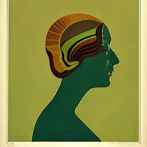 Prompt: Art in the style of Coles Phillips, Gaia, Mother Earth, side portrait